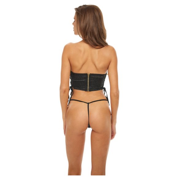 Bombshell - bustier set leopardmönstrad med trosa - svart