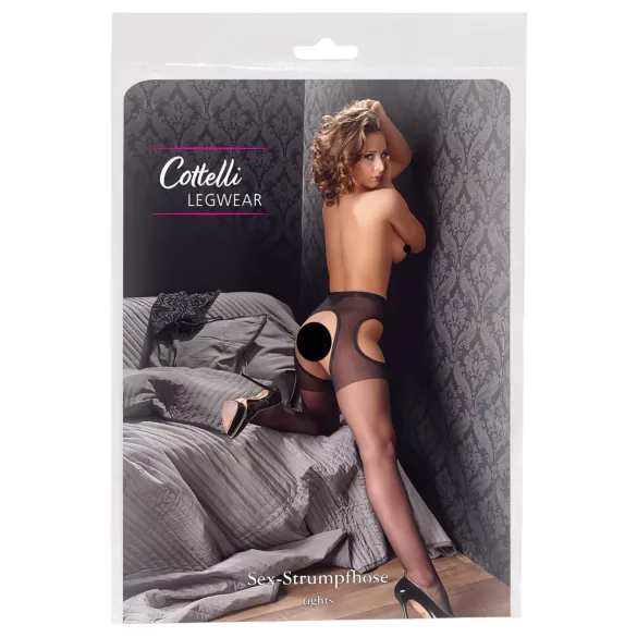 Cottelli - Sexstrumpbyxor - Svart - L/XL