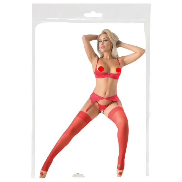 Cottelli - Strumpbyxor med spets - röd - 4/L