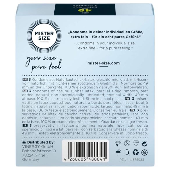 Mister Size - tunn kondom - 49mm - 3 st