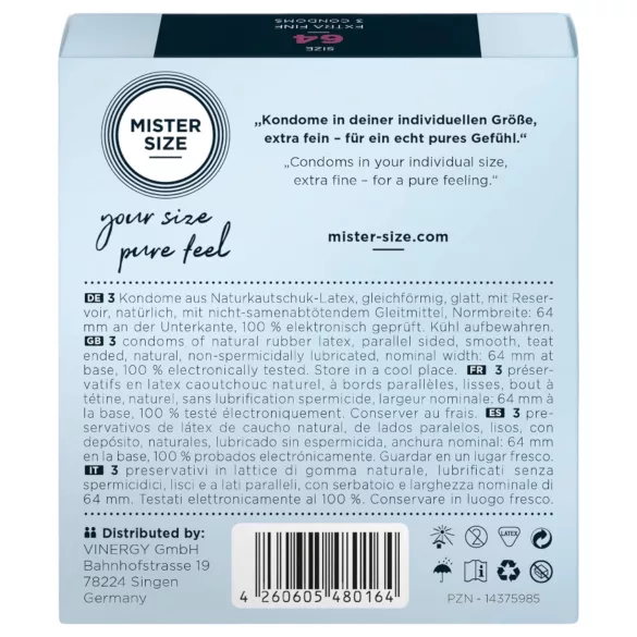 Mister Size - extra tunn kondom - 64mm - 3 st