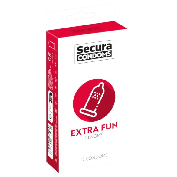 Secura Extra Fun - kondom med noppor - 53mm - 12 st