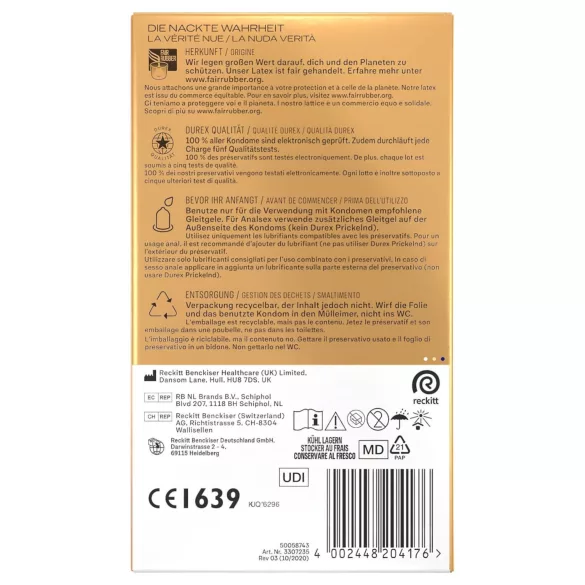 Durex Hautnah - kondomer - extra glidmedel - 10 st