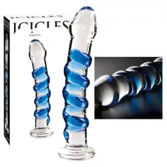 Icicles No. 5 - glasdildo spiral - transparent blå
