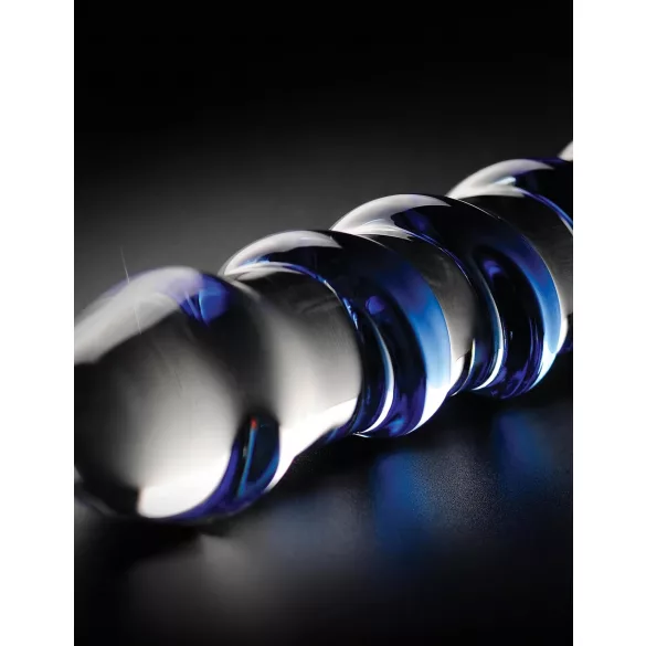 Icicles No. 5 - glasdildo spiral - transparent blå
