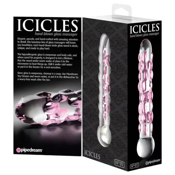 Icicles No. 7 - glasdildo med pärlor