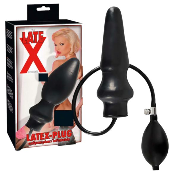 LATEX - Uppblåsbar stor analplugg (svart)