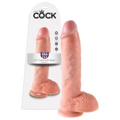 King Cock - dildo med pung - stor 25 cm - naturfärg