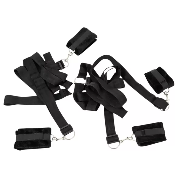 Bad Kitty - handfängsel och fotbojor set - plysch - sängfäste - 5 delar