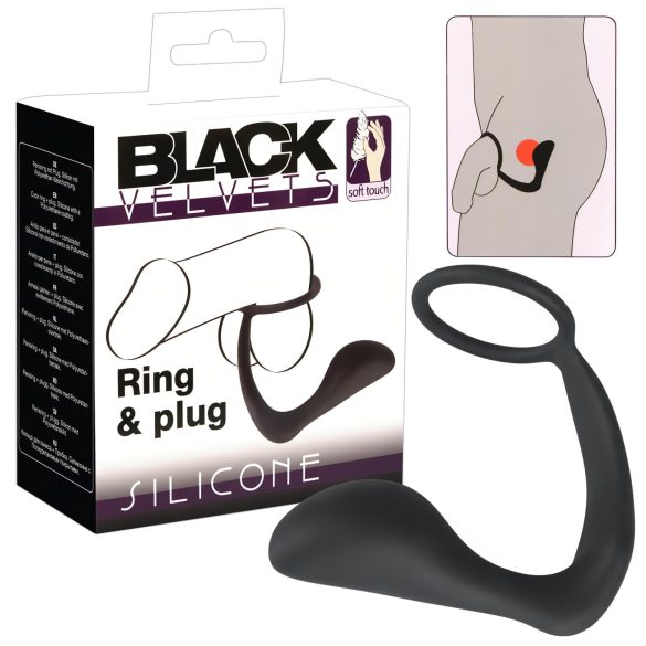 Black Velvet - analplugg med penisring (svart)
