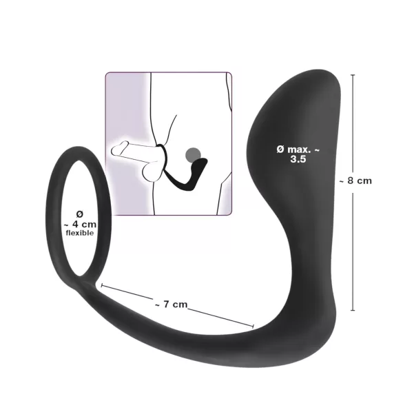 Black Velvets - analplugg med penisring - svart