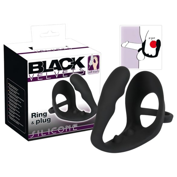 Black Velvet analstimulant med ringar - svart