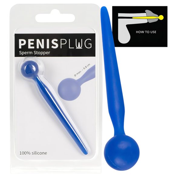 Dilator Sperma Stopper - kulformad, silikon urinrörsutvidgare (blå)
