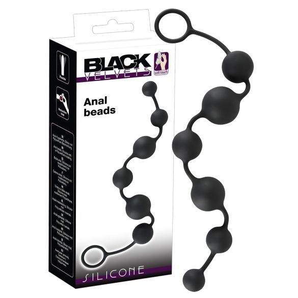 Black Velvets - analdildo med 6 kulor - svart