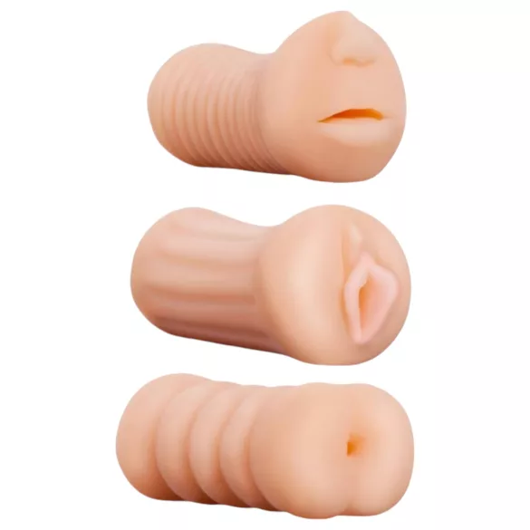 XXX To GO - masturbatorset 3-pack - vagina, mun, analöppning - mjuk silikon