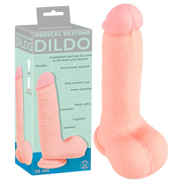 Medicinsk - rak ormsilikon dildo (20cm) - naturfärg