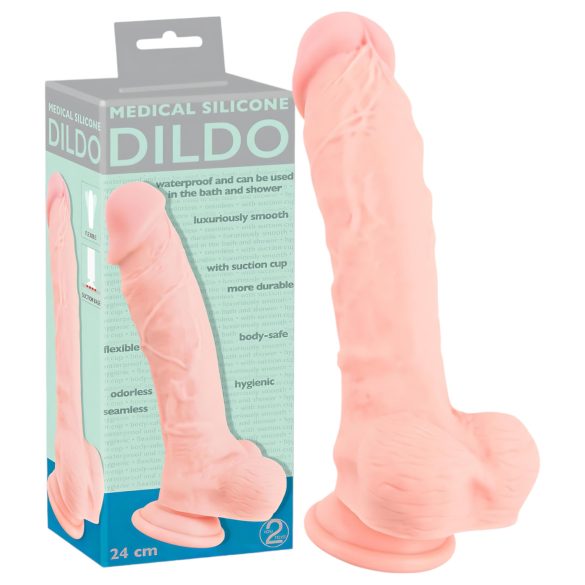 Medicinsk silikon-dildo (24 cm) - naturlig