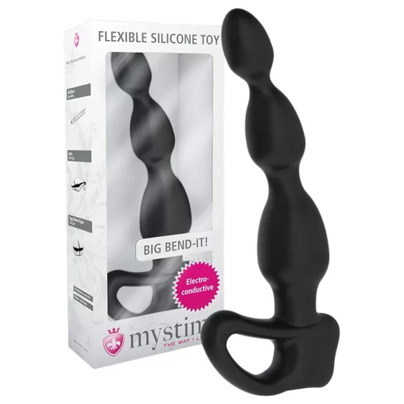 mystim Big Bend-it! - kulformad elektroanal-dildo (svart)