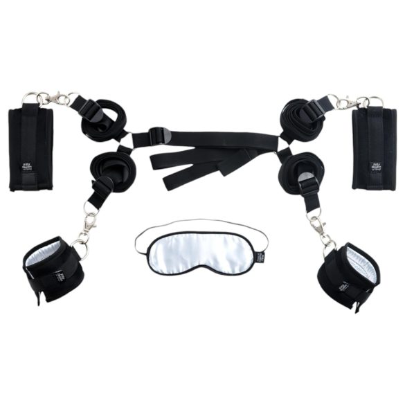 Fifty Shades of Grey - bondage set - handfängsel ögonbindel flogger grå