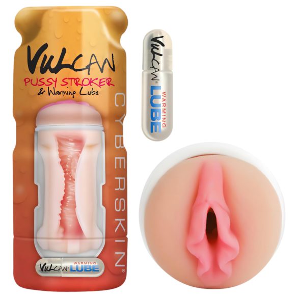Vulcan Stroker – realistisk vagina + värmande glidmedel (natur)
