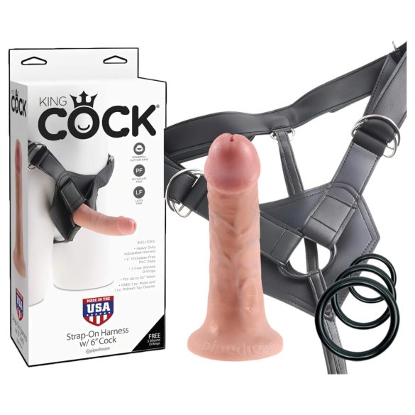 King Cock Strap-on 6 - påsättbar dildo - naturfärg