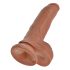 King Cock - dildo med pung - 23 cm - brun