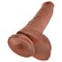 King Cock 10 med pung - stor dildo (25 cm) - brun