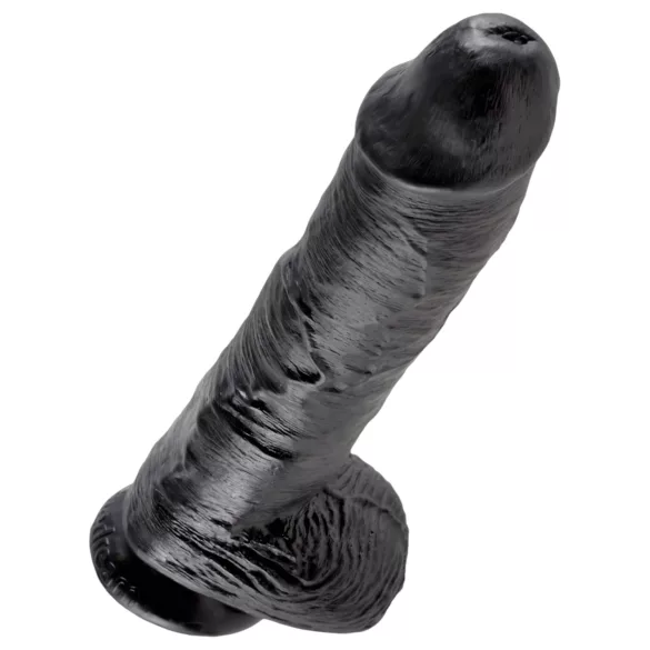 King Cock - dildo med pung - 25 cm - svart