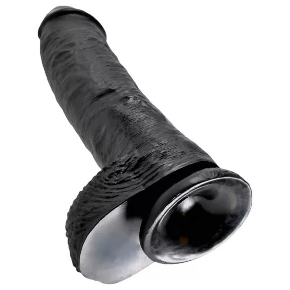 King Cock - dildo med pung - 25 cm - svart