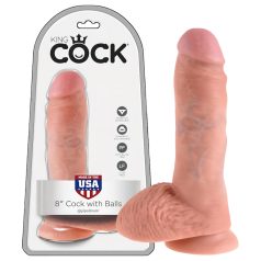 King Cock - dildo med pung - realistisk - 20 cm - natur