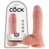 King Cock 8 med pung dildó (20 cm) - naturfärg