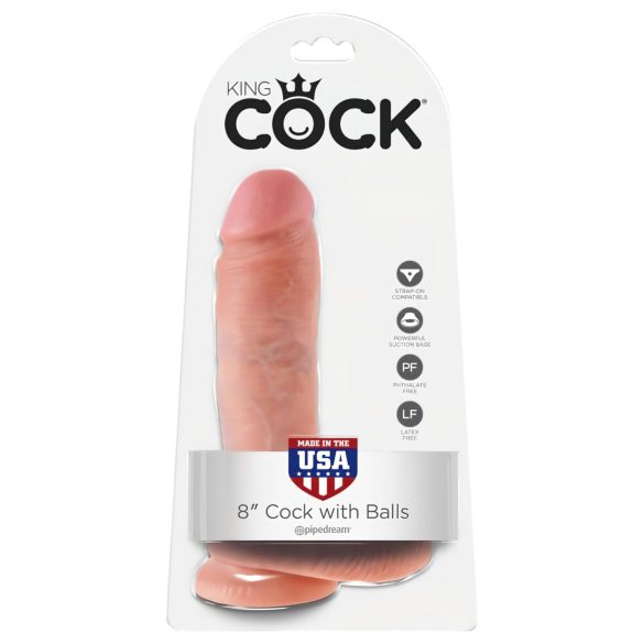 King Cock - dildo med pung - realistisk - 20 cm - natur