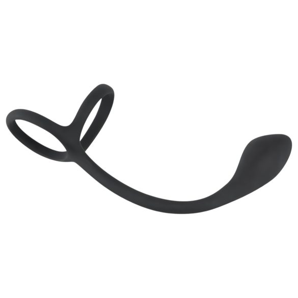Black Velvets - analdildo med penis- och pungring - svart
