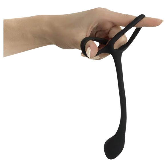 Black Velvets - analdildo med penis- och pungring - svart