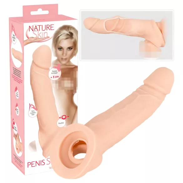 Nature Skin - Penisförlängare med erektionsring - realistisk hudfärg