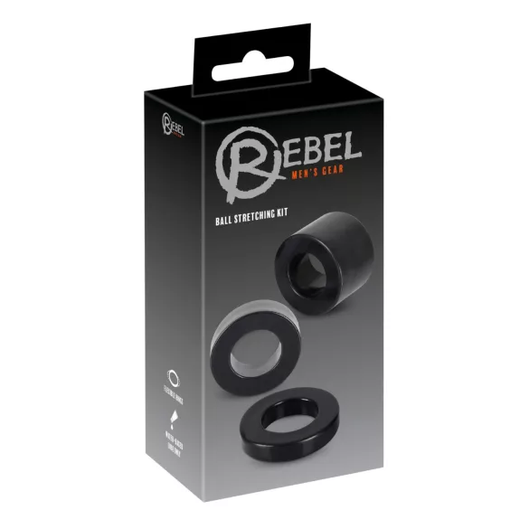 Rebel Ball - penisring och testikelsträckare set - svart