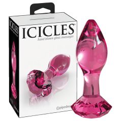 Icicles No. 79 - analplugg i glas - konisk - rosa