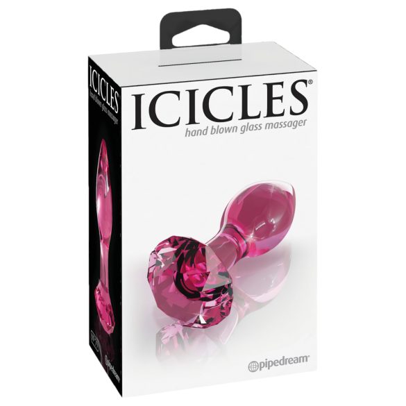 Icicles No. 79 - analplugg i glas - konisk - rosa