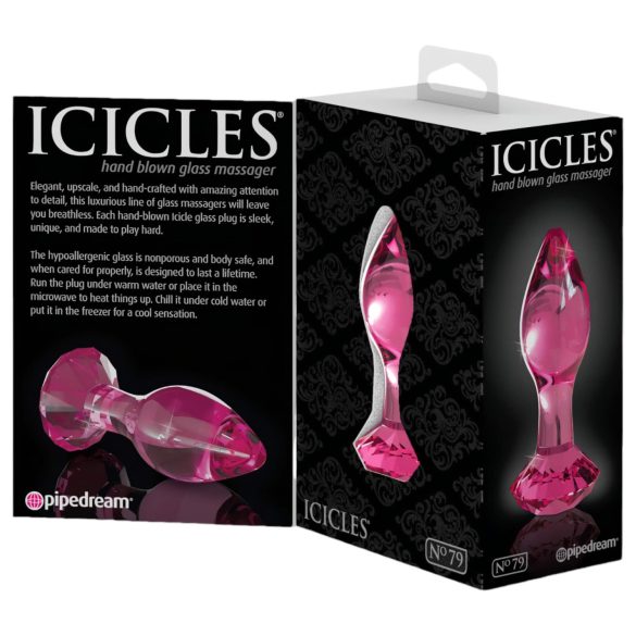 Icicles No. 79 - analplugg i glas - konisk - rosa