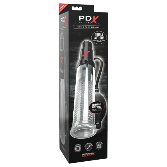 PDX Elite - 2i1 - penispump & mastubator i ett (transparent)
