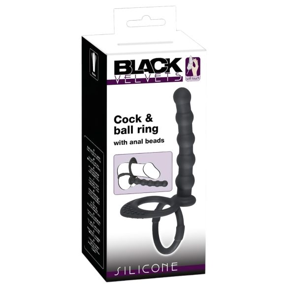 Black Velvet - Dubbel njutning: analdildo & penisring (svart)