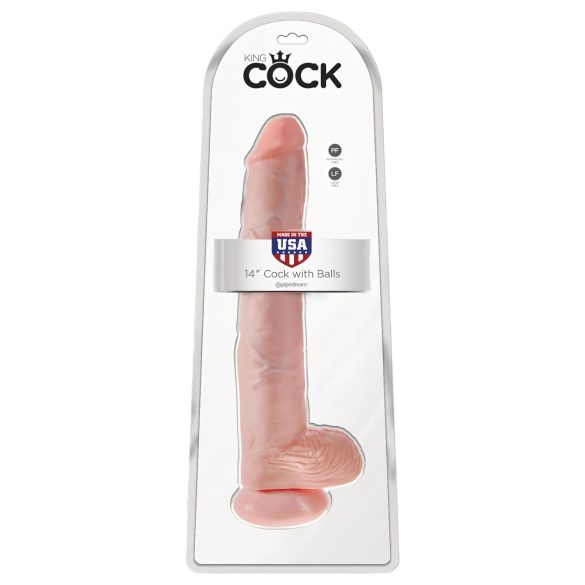 King Cock - dildo med pung - 35 cm - naturfärg