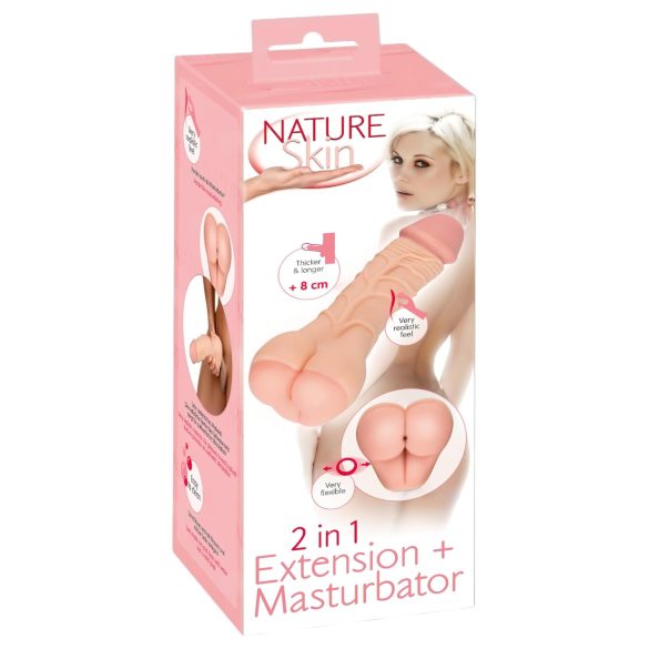 Nature Skin - sexleksak 2-i-1 rumpa och penisfodral - naturfärg