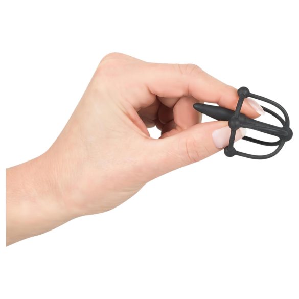 Penisplug - penisbur bur med dilator - silikon svart