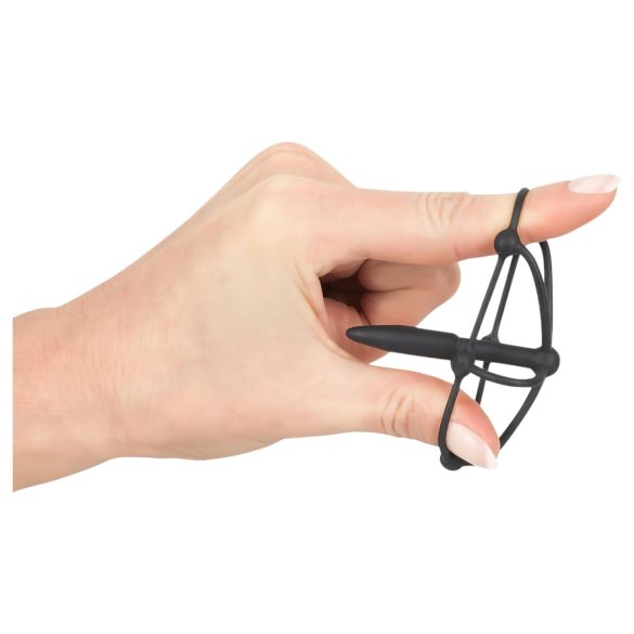 Penisplug - penisbur bur med dilator - silikon svart