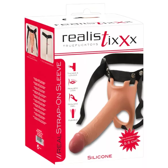 Realistixxx - strap-on dildo - ihålig - naturfärg