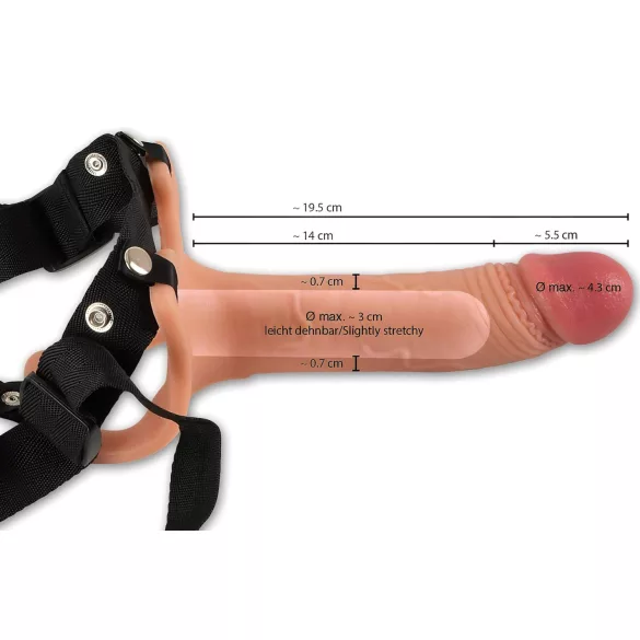 Realistixxx - strap-on dildo - ihålig - naturfärg