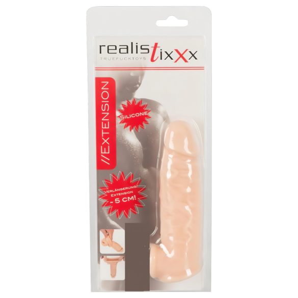 Realistixxx - penisring med hylsa - 16 cm (naturfärg)