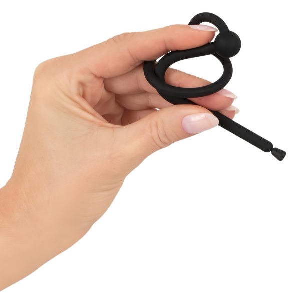 Penisplug - dilatator med ollonring - silikon 0,6mm svart