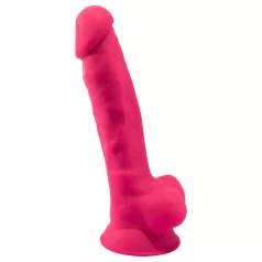 Silexd 7 - dildo med sugpropp och testiklar - 17,5 cm (rosa)